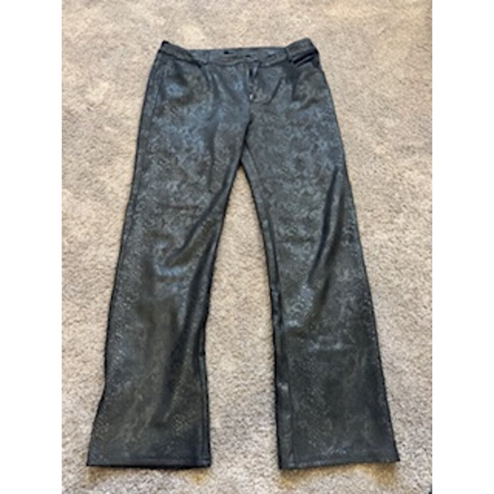 Fate Snakeskin Print Faux Leather Pants Women’s Size L Black Straight Leg